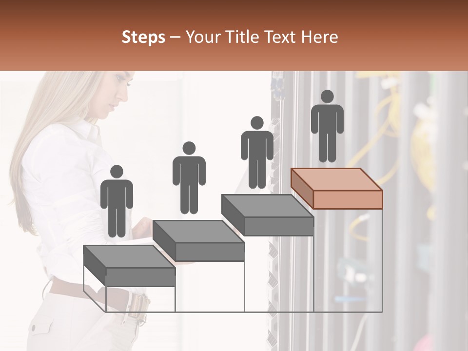 A Woman Is Holding A Laptop In Front Of A Server PowerPoint Template