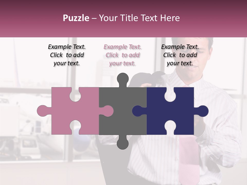 A Man Is Holding A Pink Tie And Looking At His Cell Phone PowerPoint Template