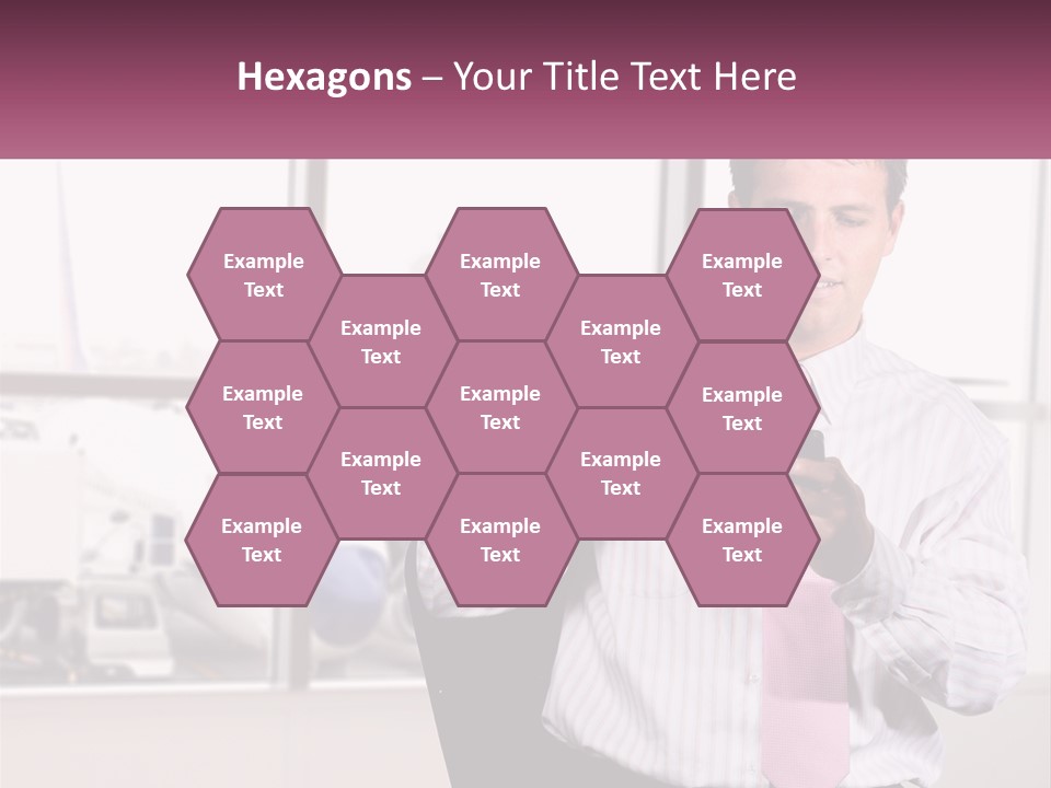 A Man Is Holding A Pink Tie And Looking At His Cell Phone PowerPoint Template