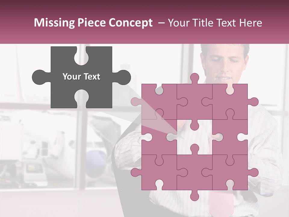 A Man Is Holding A Pink Tie And Looking At His Cell Phone PowerPoint Template