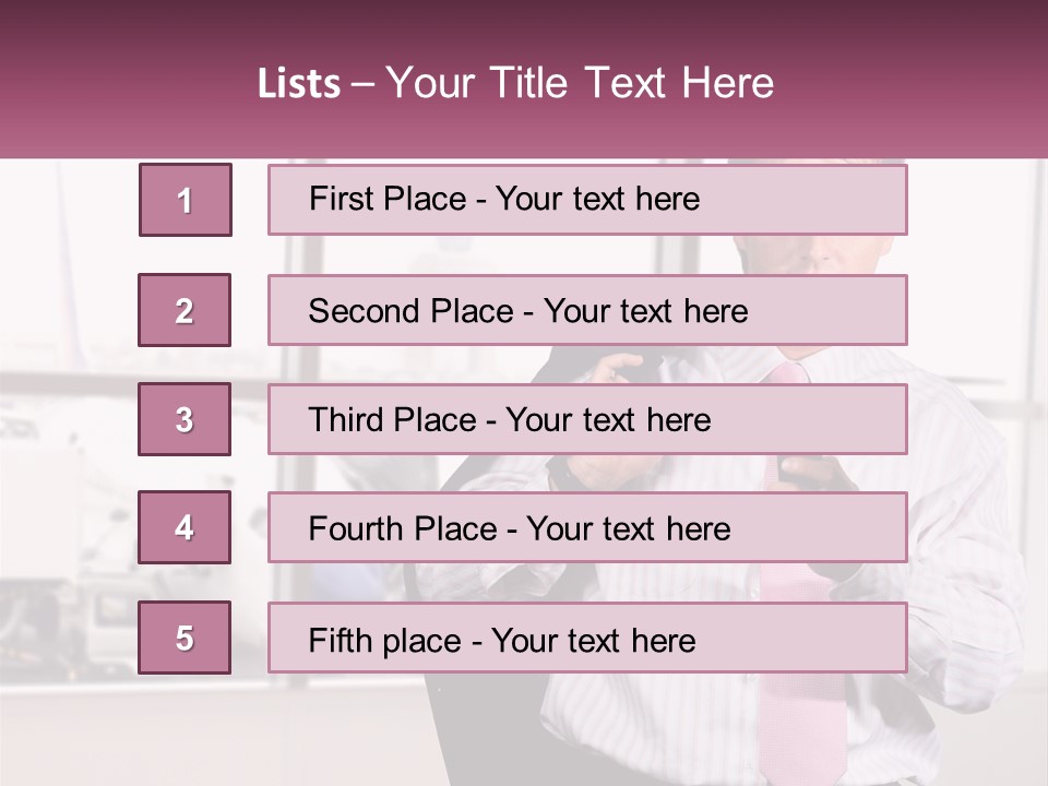 A Man Is Holding A Pink Tie And Looking At His Cell Phone PowerPoint Template