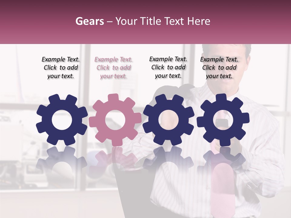 A Man Is Holding A Pink Tie And Looking At His Cell Phone PowerPoint Template