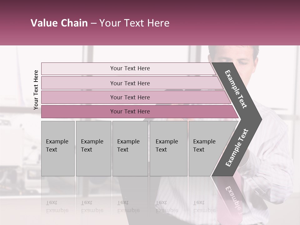 A Man Is Holding A Pink Tie And Looking At His Cell Phone PowerPoint Template