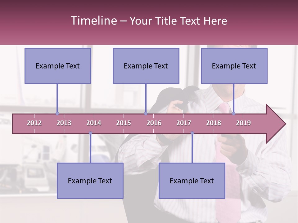 A Man Is Holding A Pink Tie And Looking At His Cell Phone PowerPoint Template