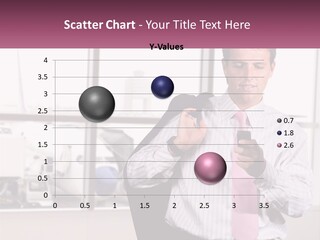 A Man Is Holding A Pink Tie And Looking At His Cell Phone PowerPoint Template