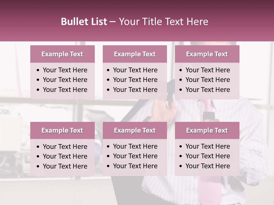 A Man Is Holding A Pink Tie And Looking At His Cell Phone PowerPoint Template