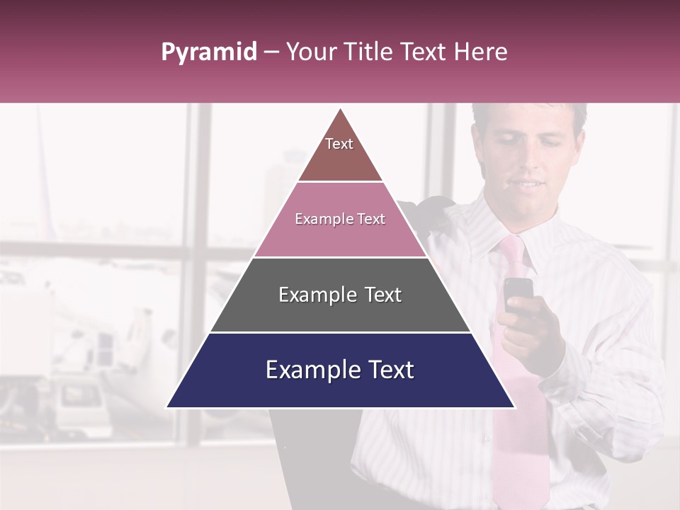 A Man Is Holding A Pink Tie And Looking At His Cell Phone PowerPoint Template