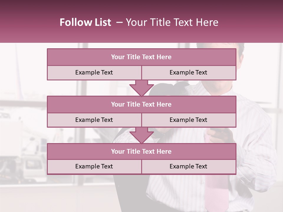 A Man Is Holding A Pink Tie And Looking At His Cell Phone PowerPoint Template