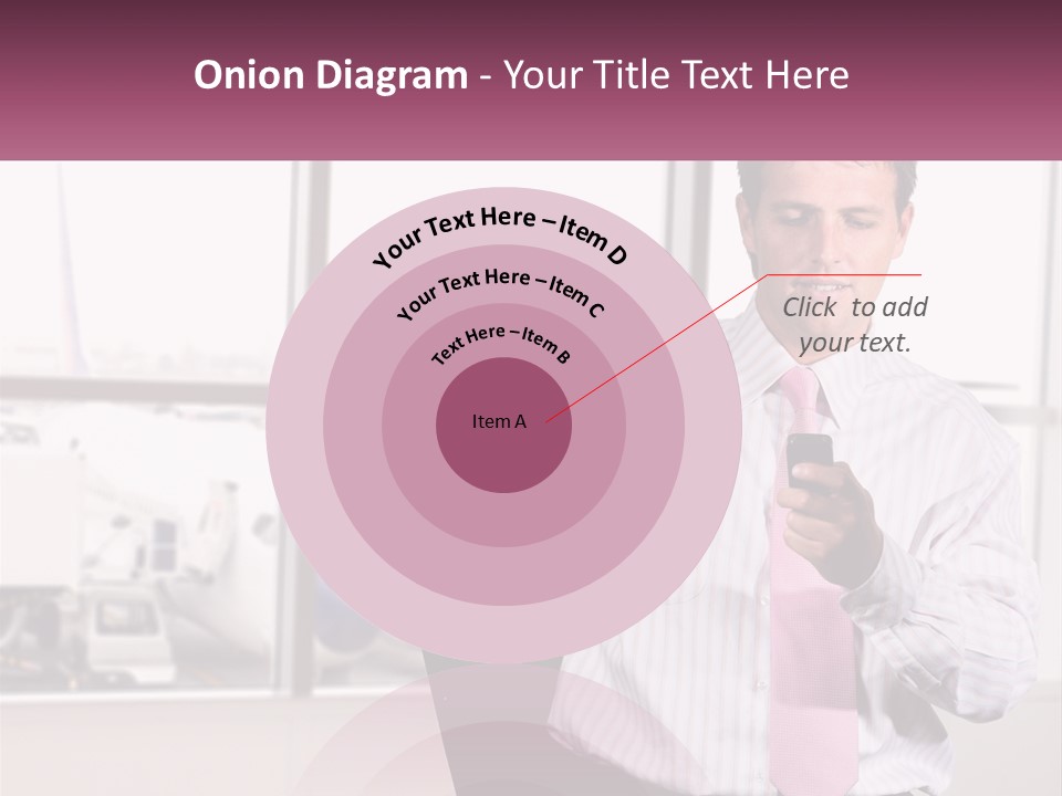 A Man Is Holding A Pink Tie And Looking At His Cell Phone PowerPoint Template