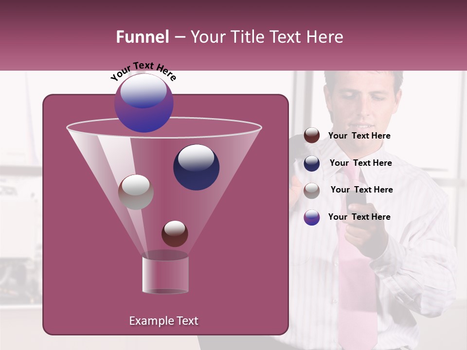 A Man Is Holding A Pink Tie And Looking At His Cell Phone PowerPoint Template