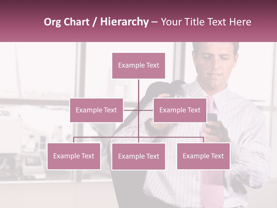 A Man Is Holding A Pink Tie And Looking At His Cell Phone PowerPoint Template