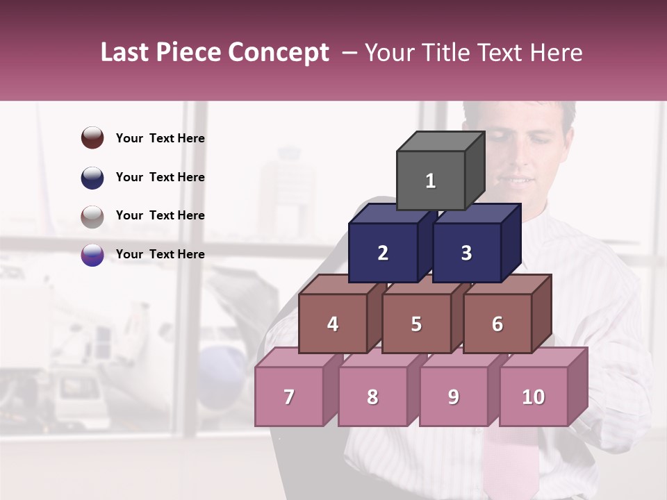 A Man Is Holding A Pink Tie And Looking At His Cell Phone PowerPoint Template