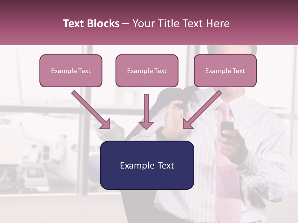 A Man Is Holding A Pink Tie And Looking At His Cell Phone PowerPoint Template