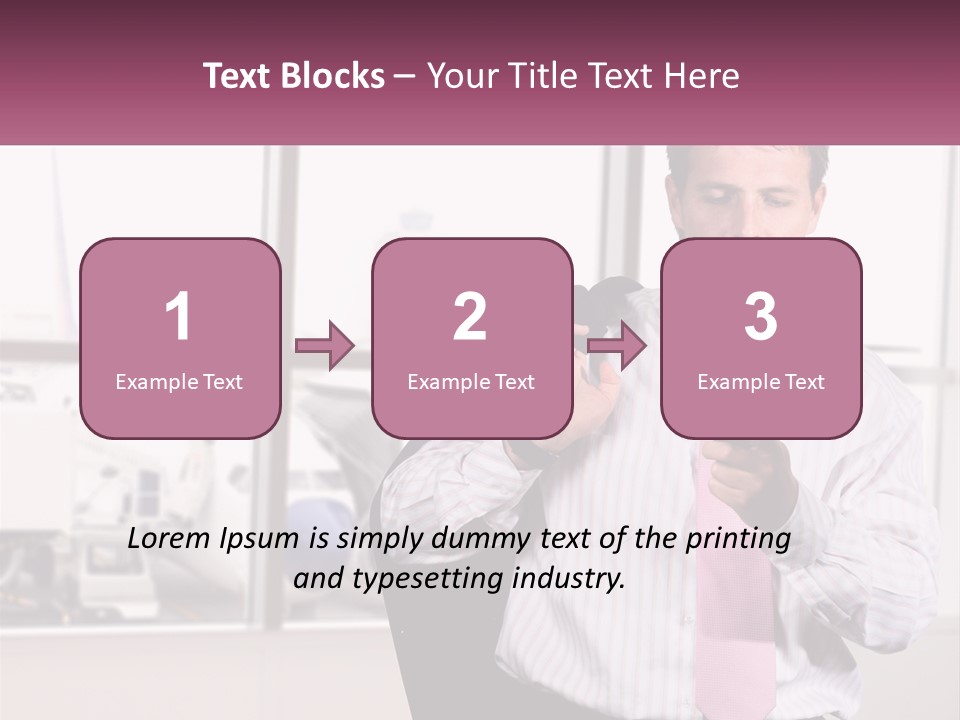 A Man Is Holding A Pink Tie And Looking At His Cell Phone PowerPoint Template