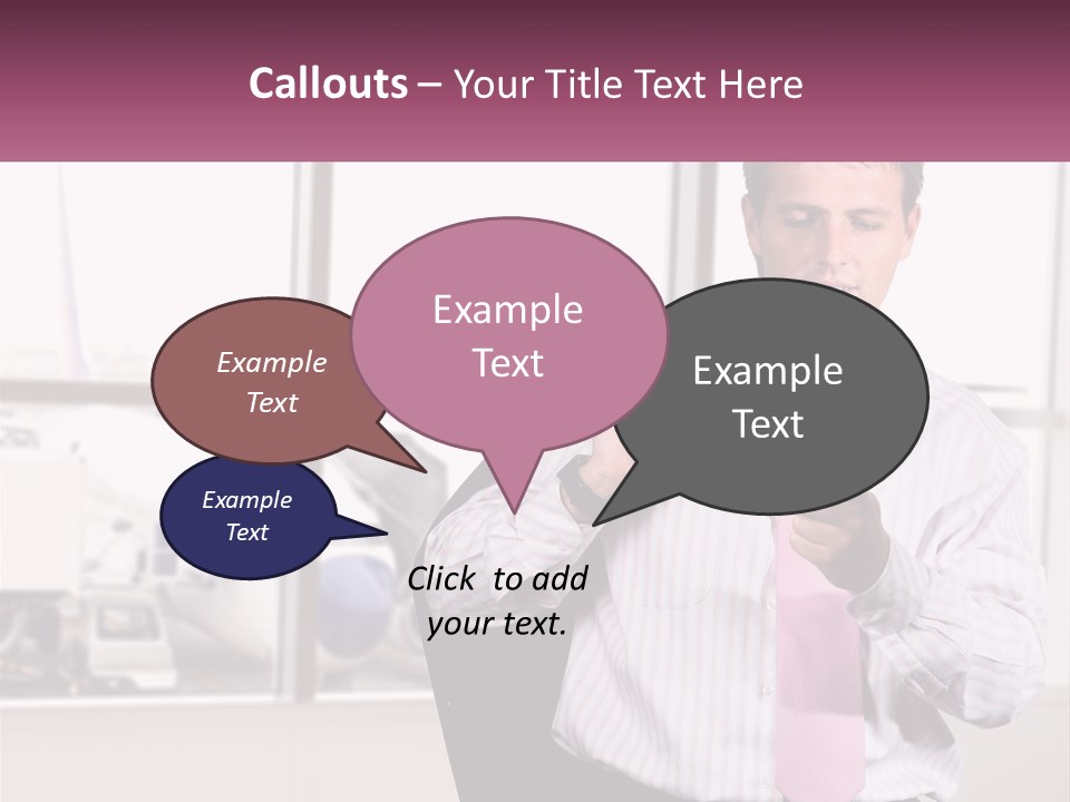 A Man Is Holding A Pink Tie And Looking At His Cell Phone PowerPoint Template