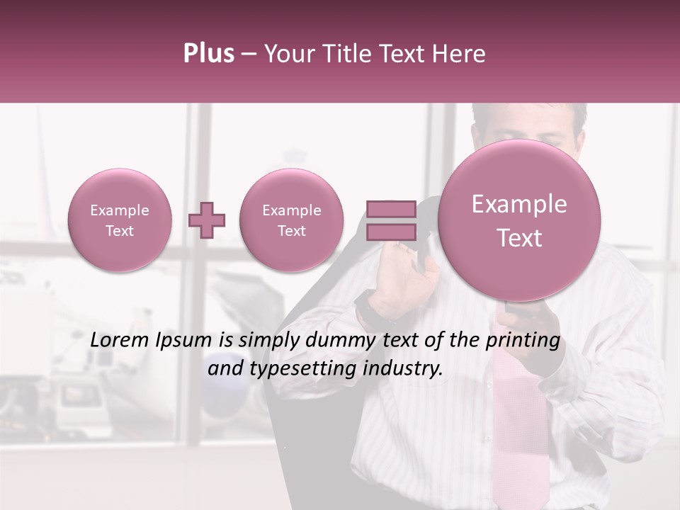 A Man Is Holding A Pink Tie And Looking At His Cell Phone PowerPoint Template