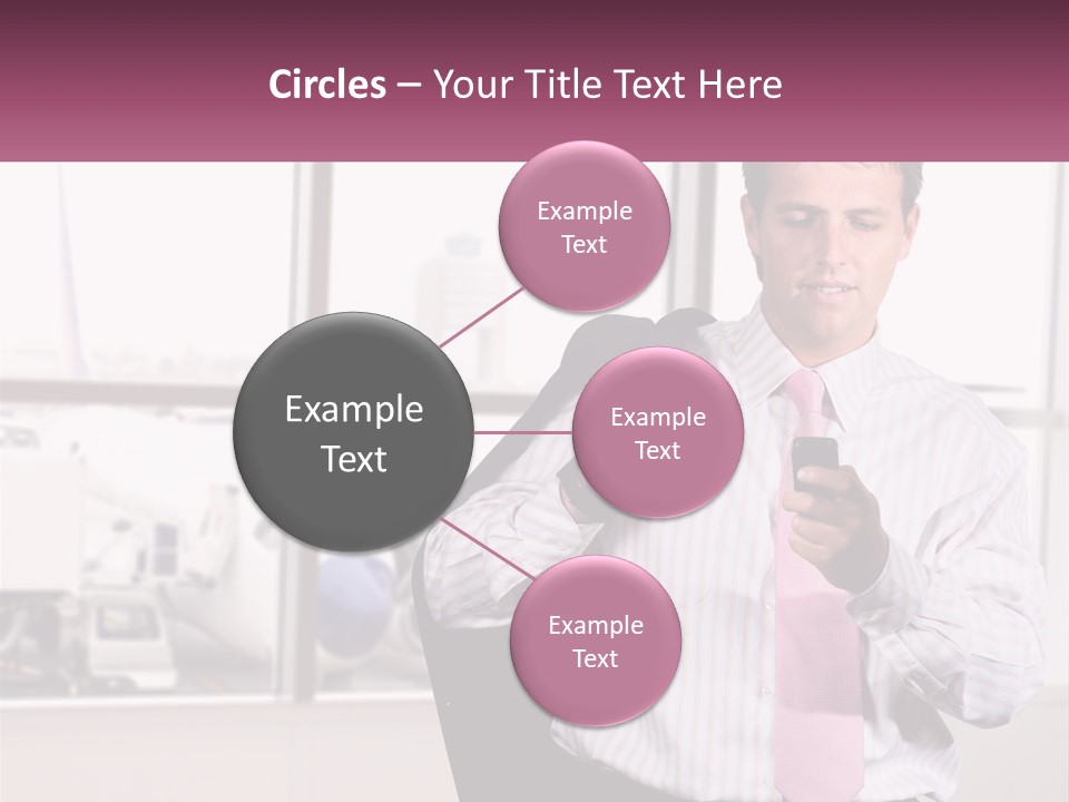 A Man Is Holding A Pink Tie And Looking At His Cell Phone PowerPoint Template