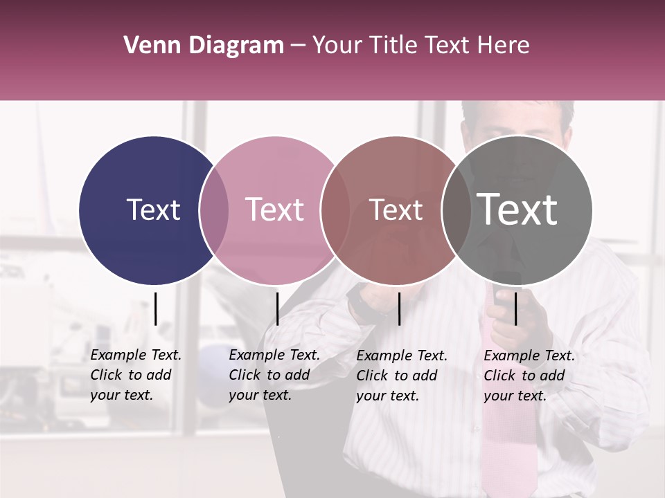 A Man Is Holding A Pink Tie And Looking At His Cell Phone PowerPoint Template