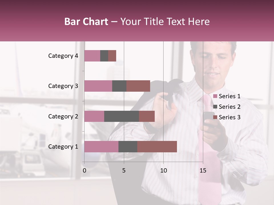 A Man Is Holding A Pink Tie And Looking At His Cell Phone PowerPoint Template