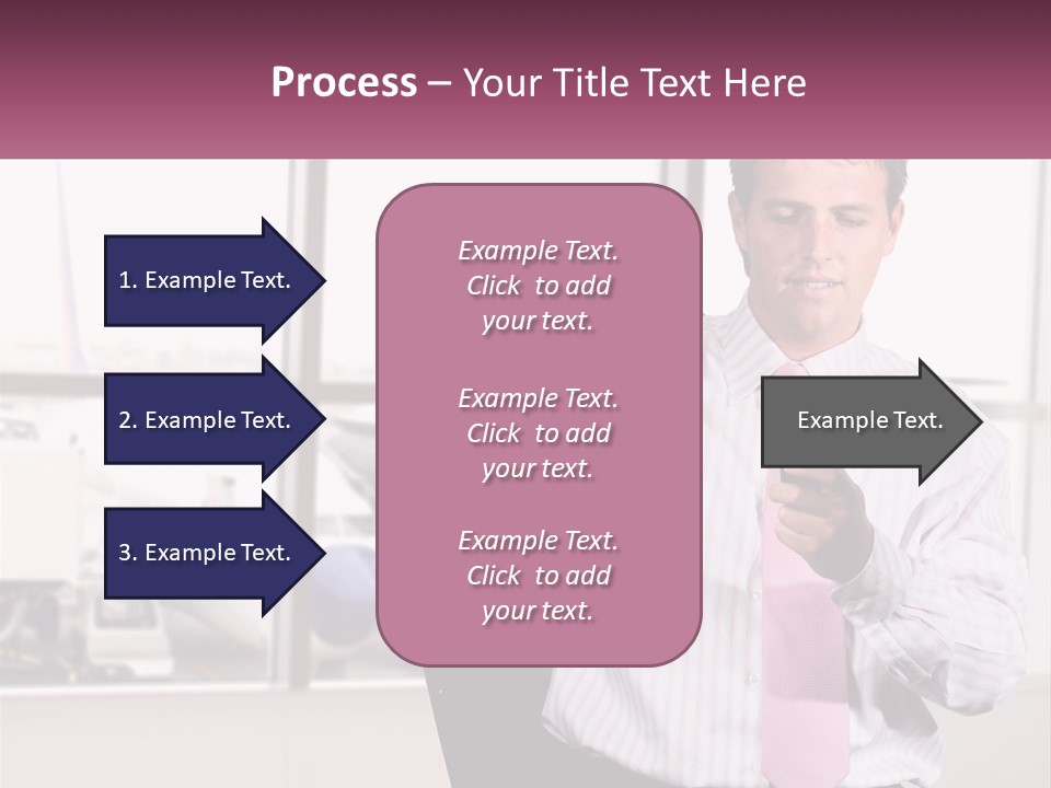 A Man Is Holding A Pink Tie And Looking At His Cell Phone PowerPoint Template