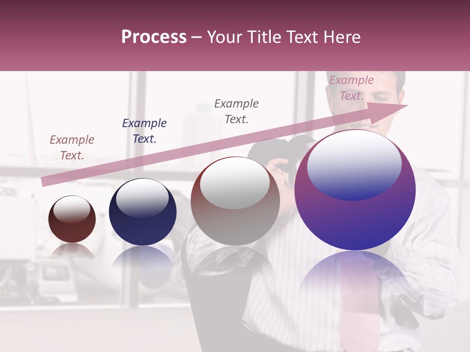 A Man Is Holding A Pink Tie And Looking At His Cell Phone PowerPoint Template