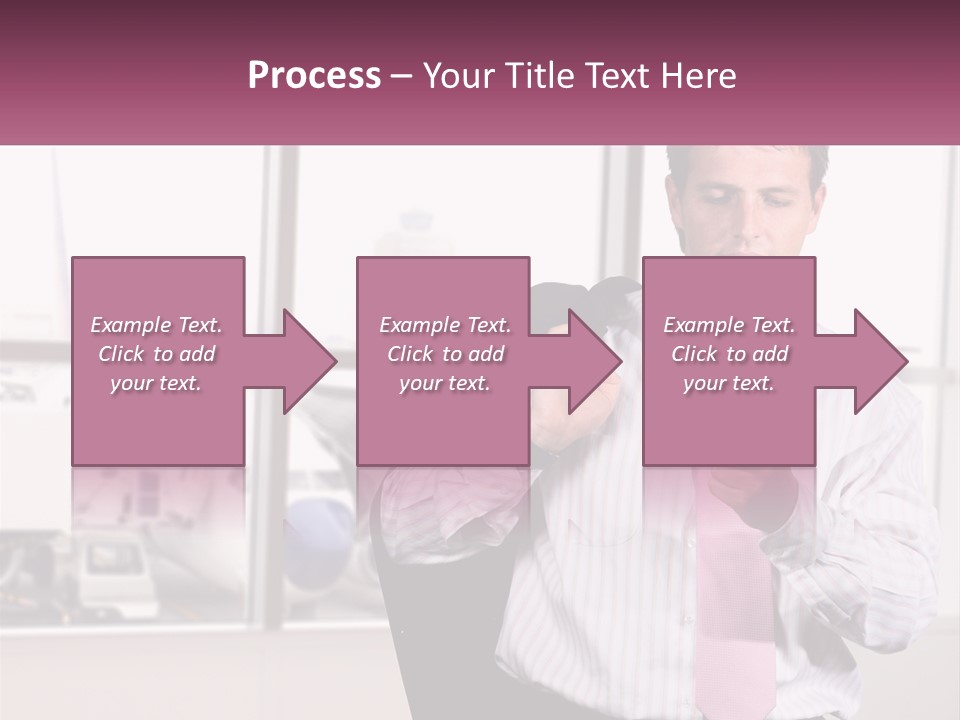 A Man Is Holding A Pink Tie And Looking At His Cell Phone PowerPoint Template
