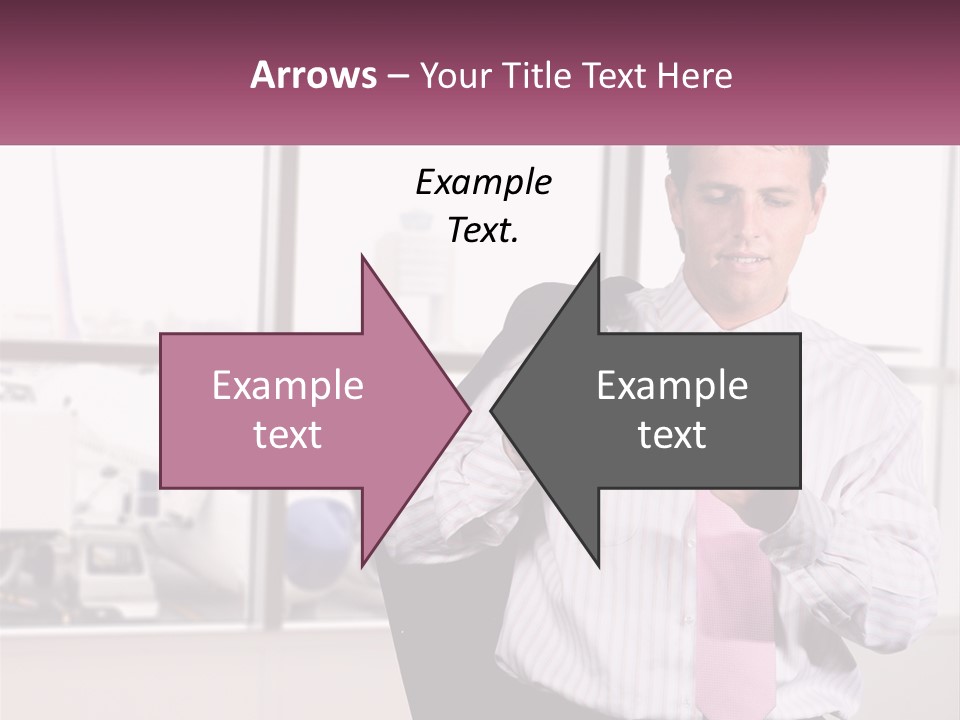 A Man Is Holding A Pink Tie And Looking At His Cell Phone PowerPoint Template