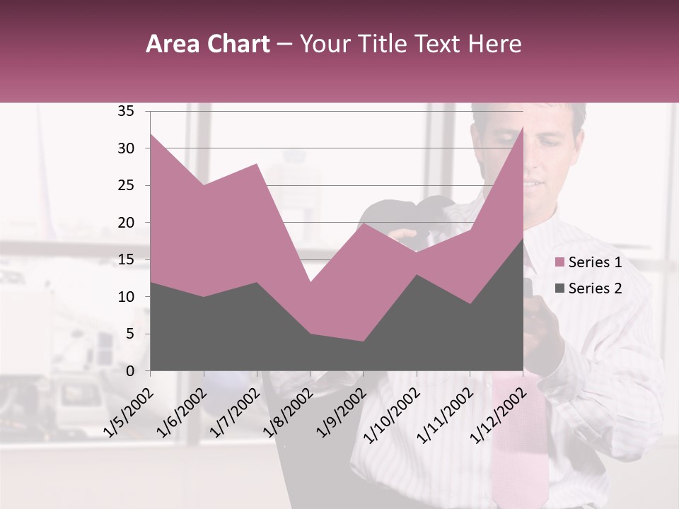 A Man Is Holding A Pink Tie And Looking At His Cell Phone PowerPoint Template