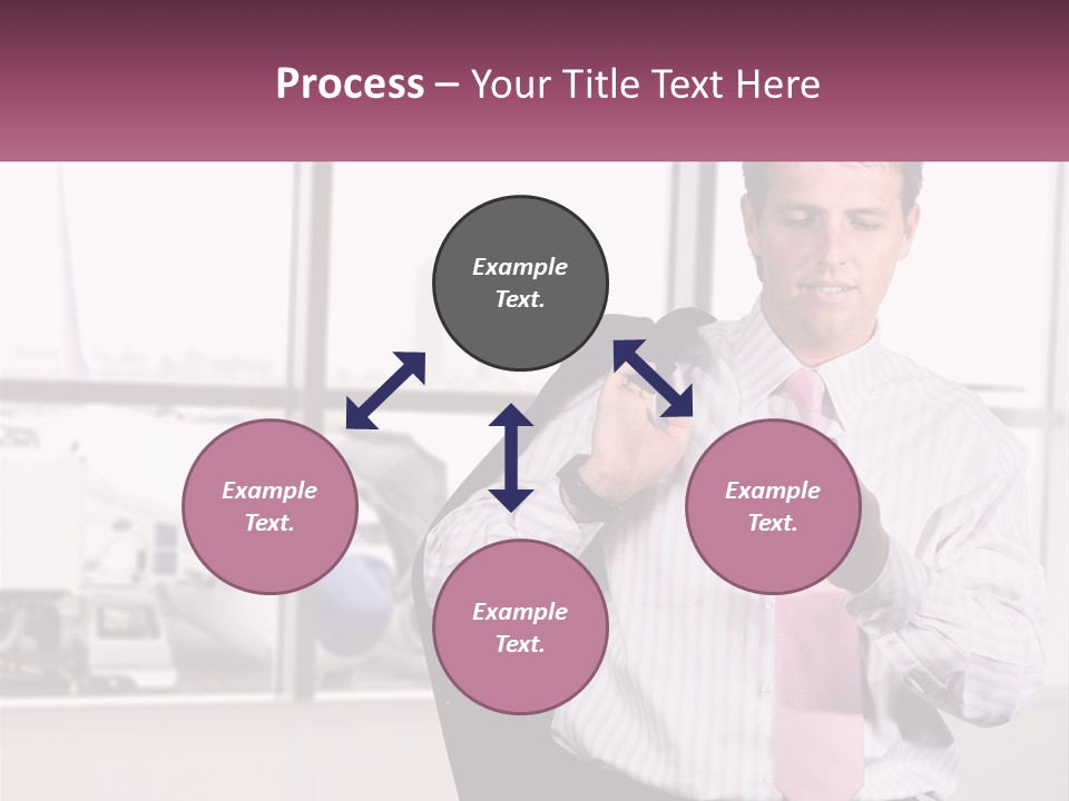 A Man Is Holding A Pink Tie And Looking At His Cell Phone PowerPoint Template