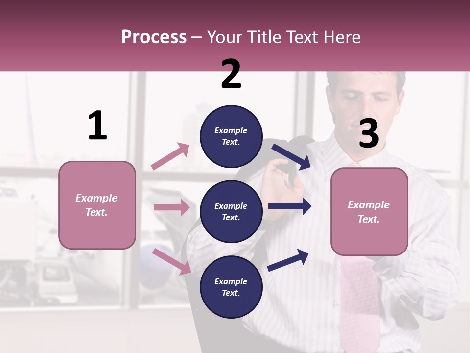 A Man Is Holding A Pink Tie And Looking At His Cell Phone PowerPoint Template