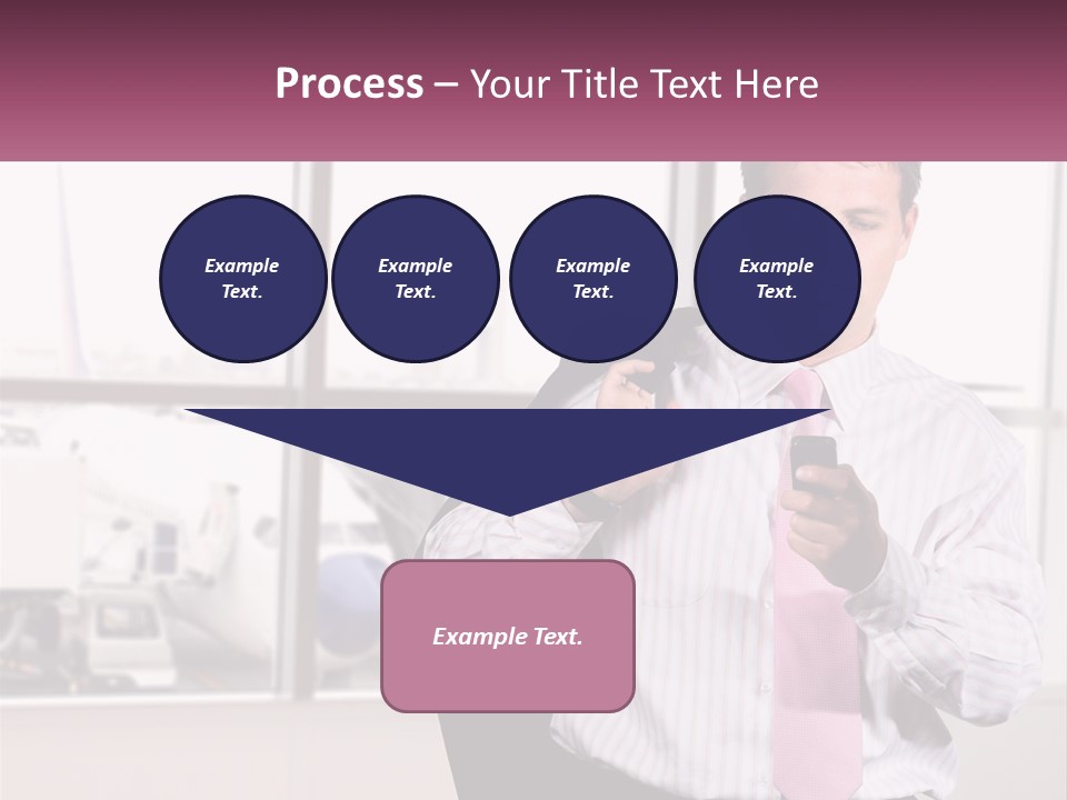 A Man Is Holding A Pink Tie And Looking At His Cell Phone PowerPoint Template
