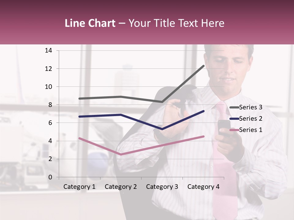 A Man Is Holding A Pink Tie And Looking At His Cell Phone PowerPoint Template