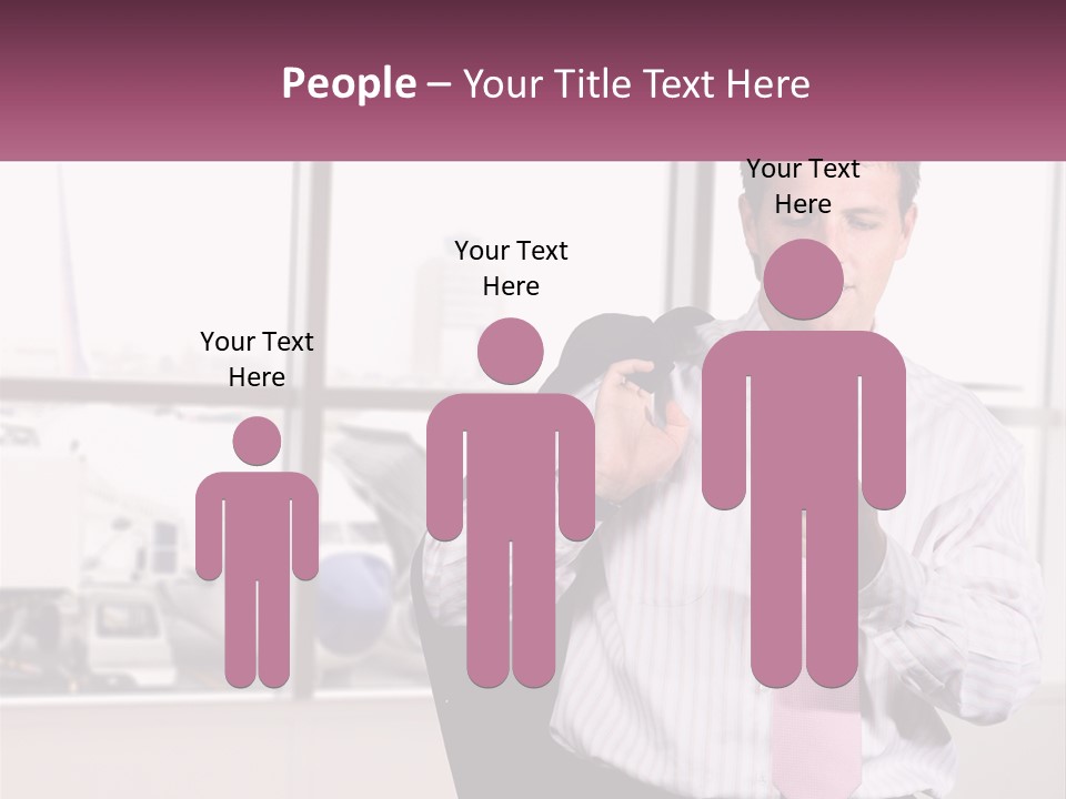 A Man Is Holding A Pink Tie And Looking At His Cell Phone PowerPoint Template