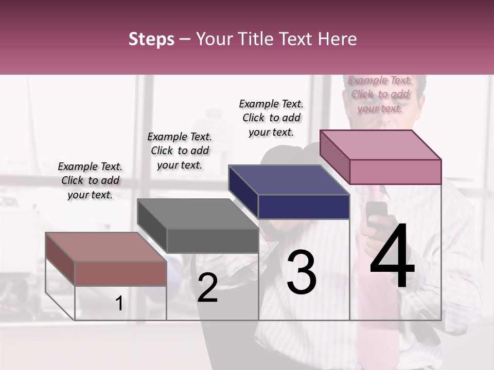 A Man Is Holding A Pink Tie And Looking At His Cell Phone PowerPoint Template