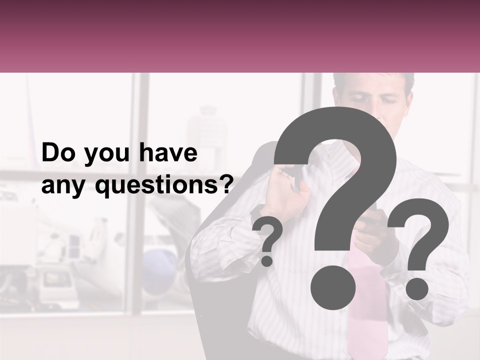 A Man Is Holding A Pink Tie And Looking At His Cell Phone PowerPoint Template