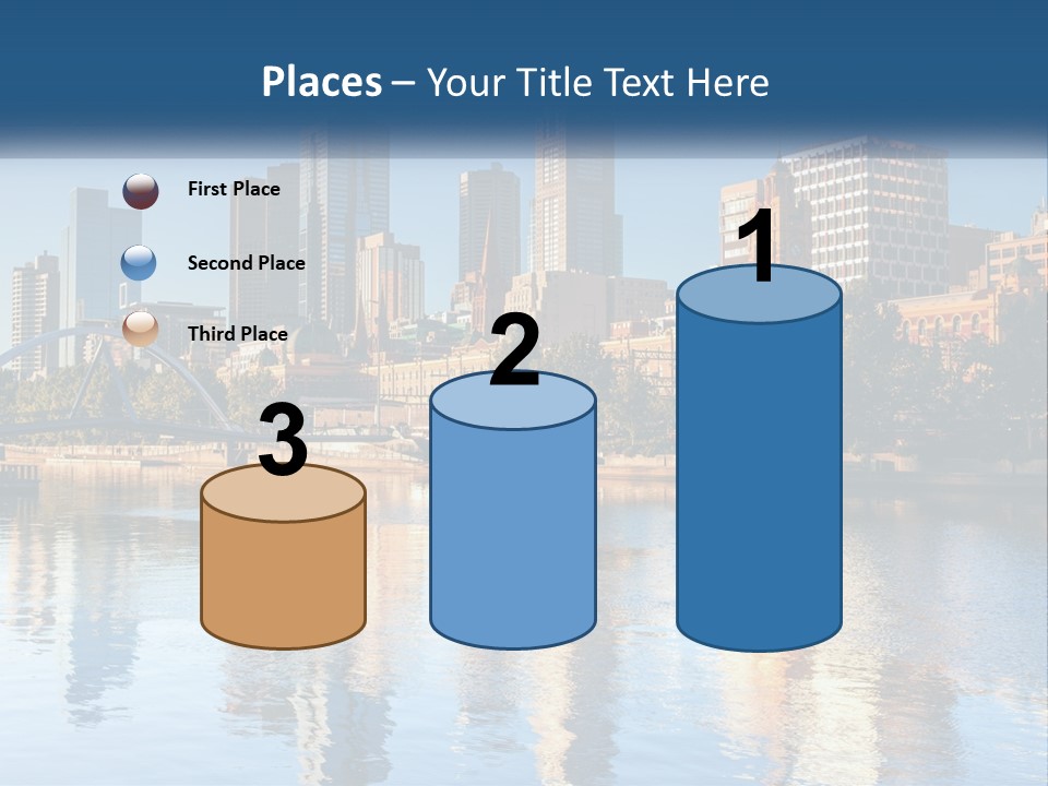 A City Skyline With A Bridge Over A River PowerPoint Template