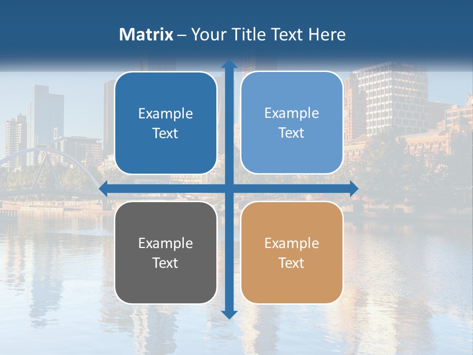 A City Skyline With A Bridge Over A River PowerPoint Template