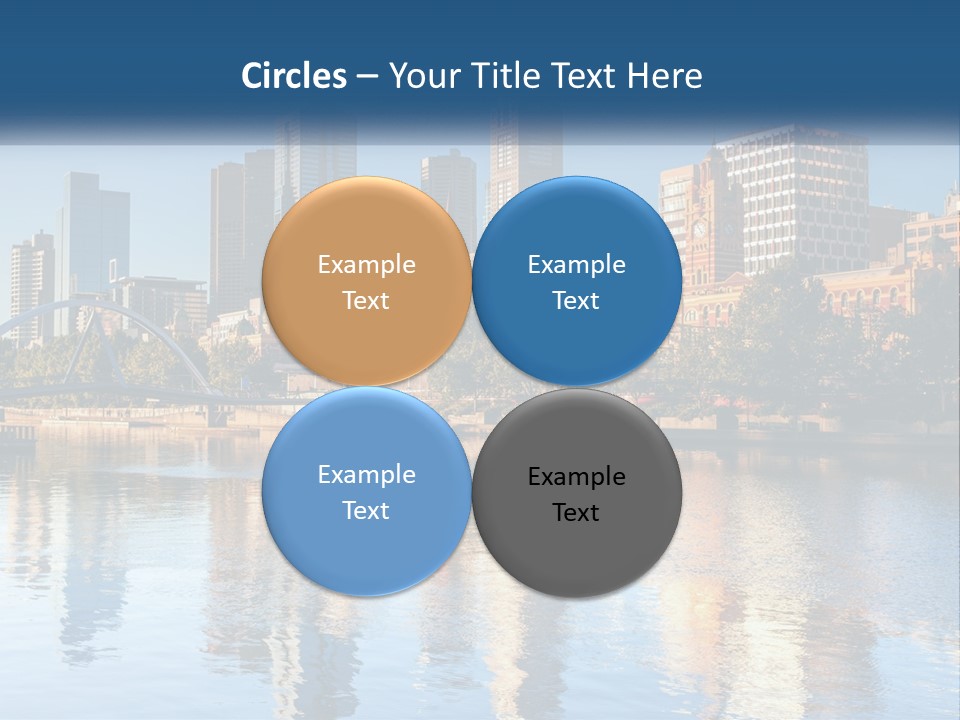 A City Skyline With A Bridge Over A River PowerPoint Template