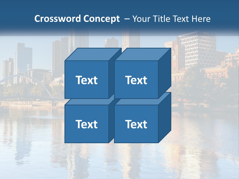 A City Skyline With A Bridge Over A River PowerPoint Template