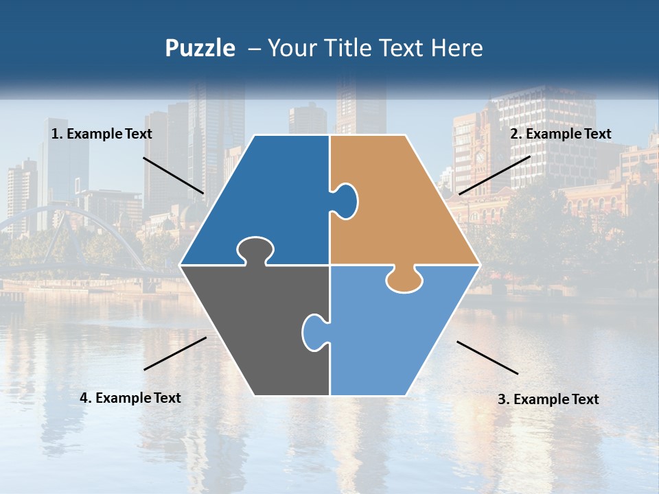 A City Skyline With A Bridge Over A River PowerPoint Template