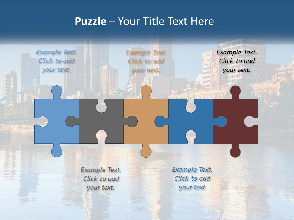 A City Skyline With A Bridge Over A River PowerPoint Template