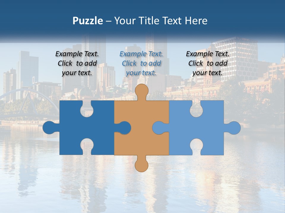 A City Skyline With A Bridge Over A River PowerPoint Template