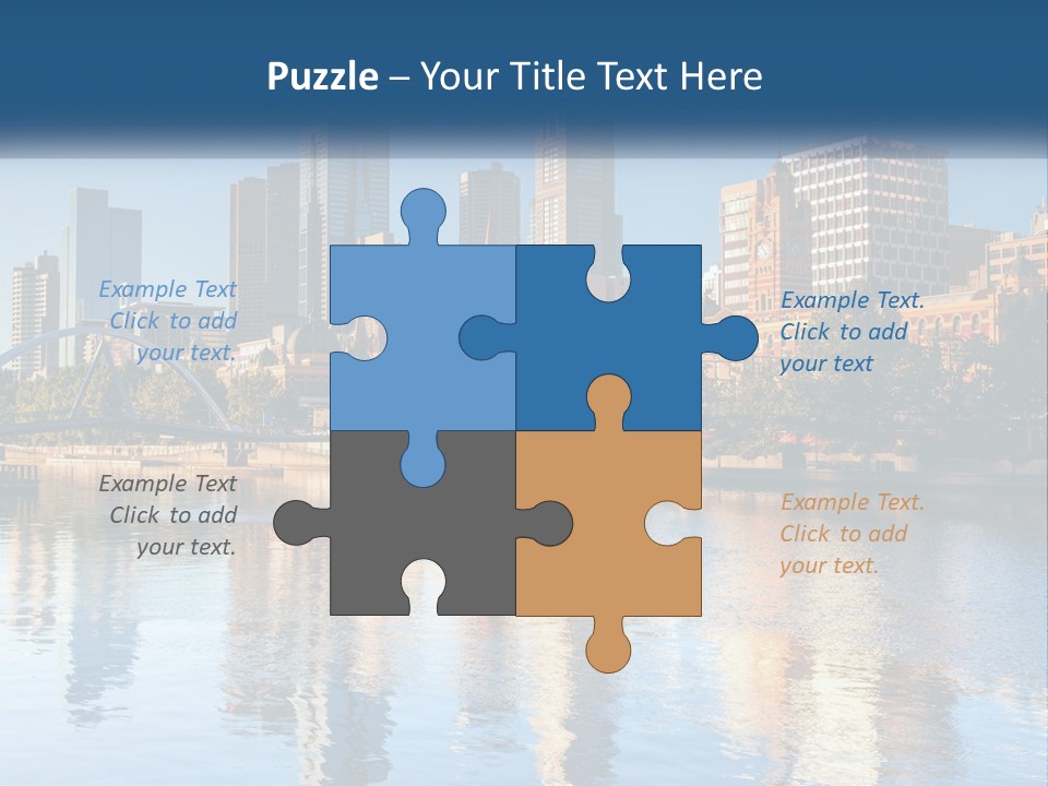 A City Skyline With A Bridge Over A River PowerPoint Template