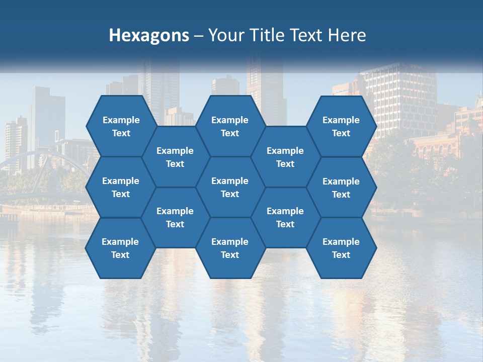 A City Skyline With A Bridge Over A River PowerPoint Template