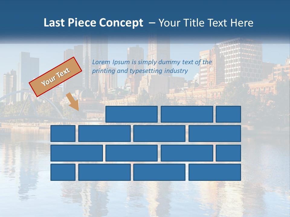 A City Skyline With A Bridge Over A River PowerPoint Template