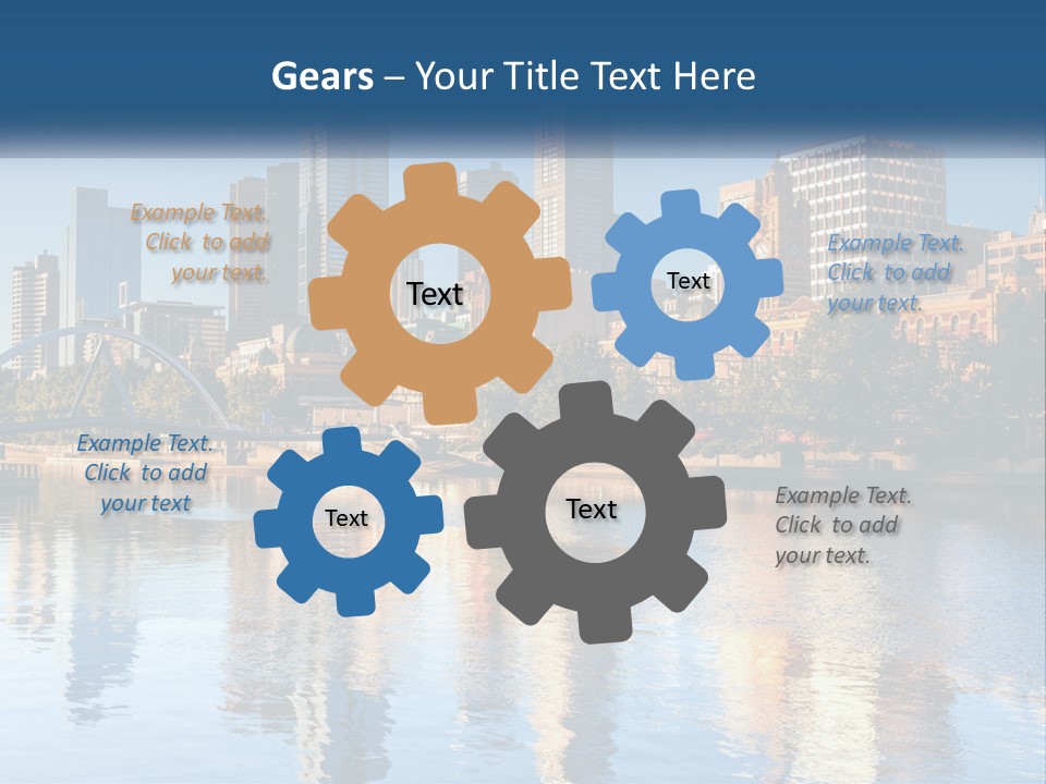 A City Skyline With A Bridge Over A River PowerPoint Template