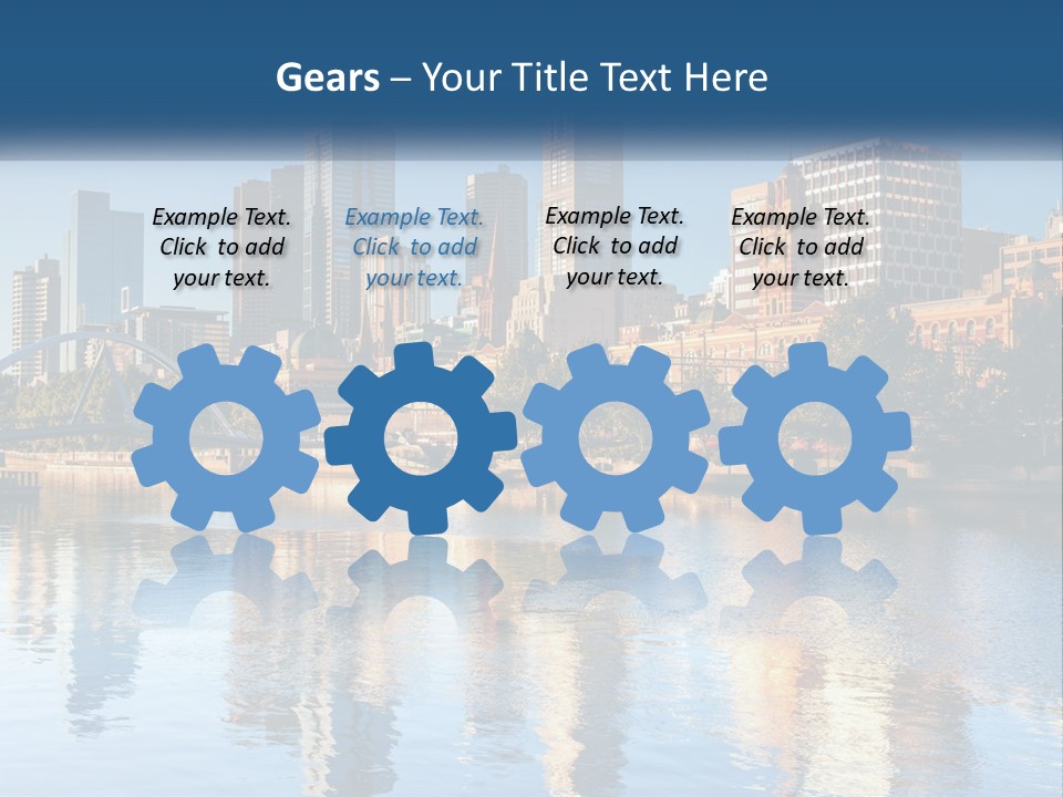 A City Skyline With A Bridge Over A River PowerPoint Template