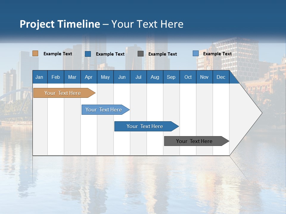 A City Skyline With A Bridge Over A River PowerPoint Template