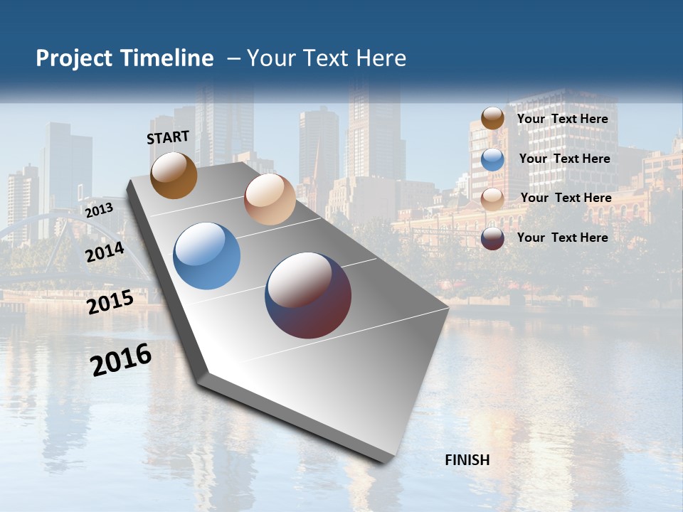 A City Skyline With A Bridge Over A River PowerPoint Template