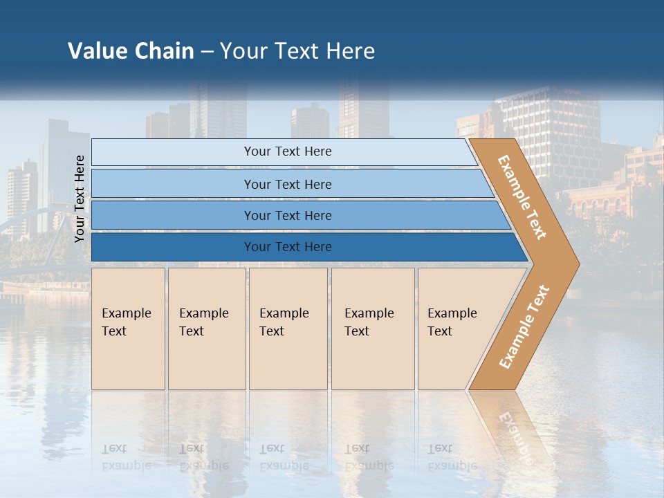 A City Skyline With A Bridge Over A River PowerPoint Template